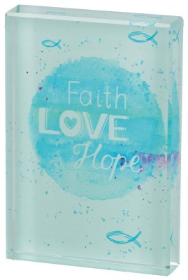 Glasquader zum Aufstellen - Faith, Love, Hope