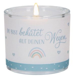 Glaswindlicht zur Taufe in Blau - Du bist beh?tet...
