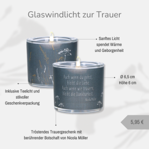 Glaswindlicht zur Trauer - Die Liebe bleibt