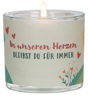 Glaswindlicht zur Trauer - In unseren Herzen…