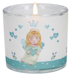 Glaswindlicht zur Taufe in Blau - Du bist von Gott geliebt