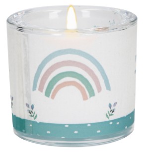 Glaswindlicht zur Taufe in Blau - Du bist von Gott geliebt