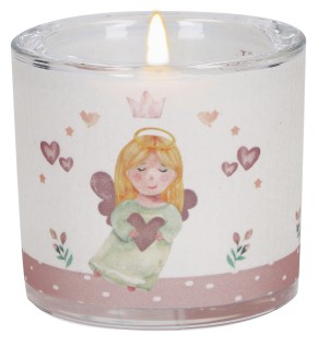 Glaswindlicht zur Taufe in Rosa - Du bist von Gott geliebt