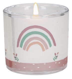 Glaswindlicht zur Taufe in Rosa - Du bist von Gott geliebt