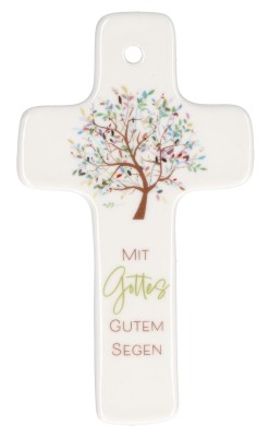 Porzellankreuz - Mit Gottes gutem Segen