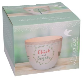 Windlicht aus Porzellan - Glück und Segen
