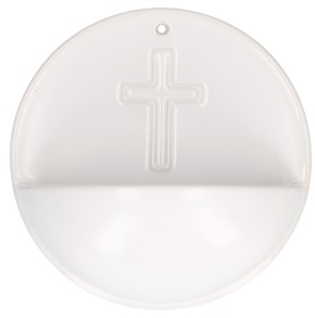 Weihwasserbecken aus Porzellan - Kreuz