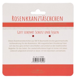 Korallrotes Rosenkranztäschchen mit Engelmotiv