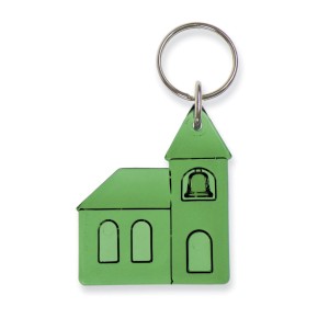 Schlüsselanhänger Kirche grün