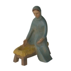 Krippenfigur Maria, sitzend, mit Barren