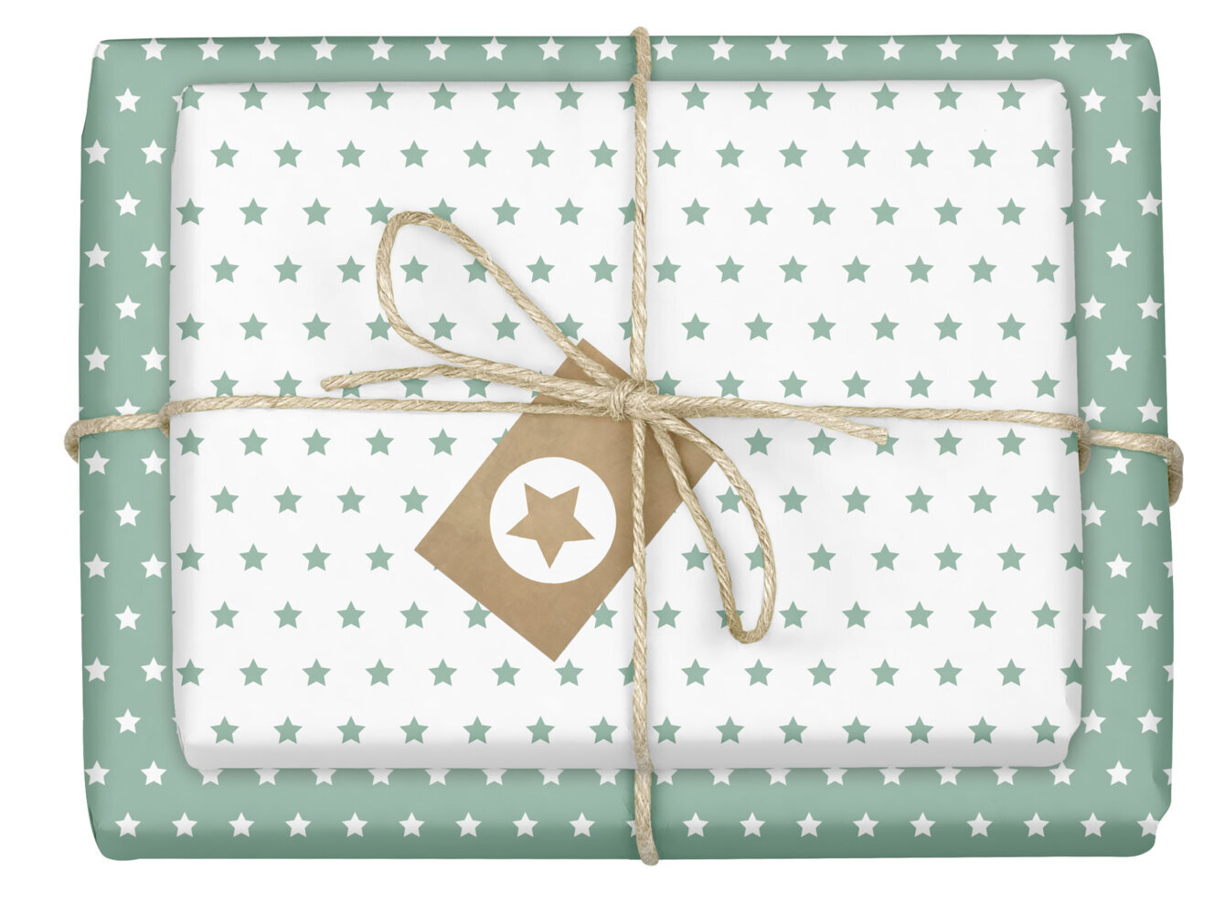 Geschenkpapier-Set Sterne (mint-grün/ weiß)