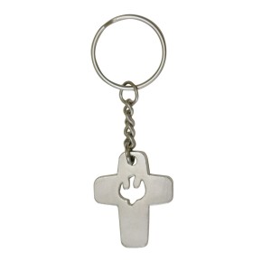 Schlüsselanhänger Kreuz mit Taubensymbol