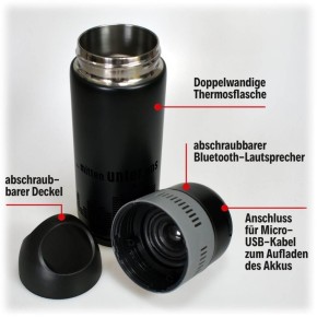 Thermosflasche mit Bluetooth-Lautsprecher