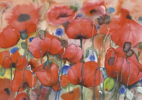 Roter Mohn und Kornblumen