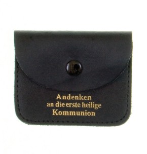 Leder-Rosenkranztäschchen mit goldener Beschriftung