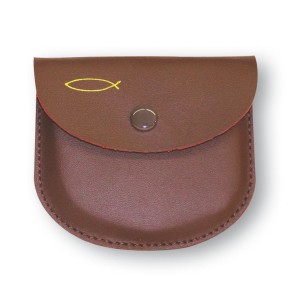 Rosenkranz-Tasche aus Leder mit Fischmotiv