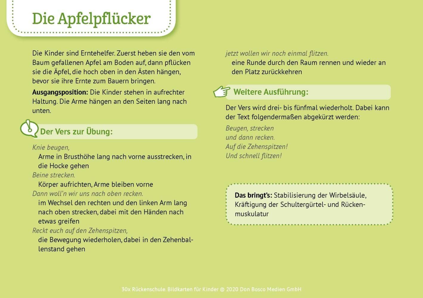 30 x Rückenschule. Bildkarten für Kinder