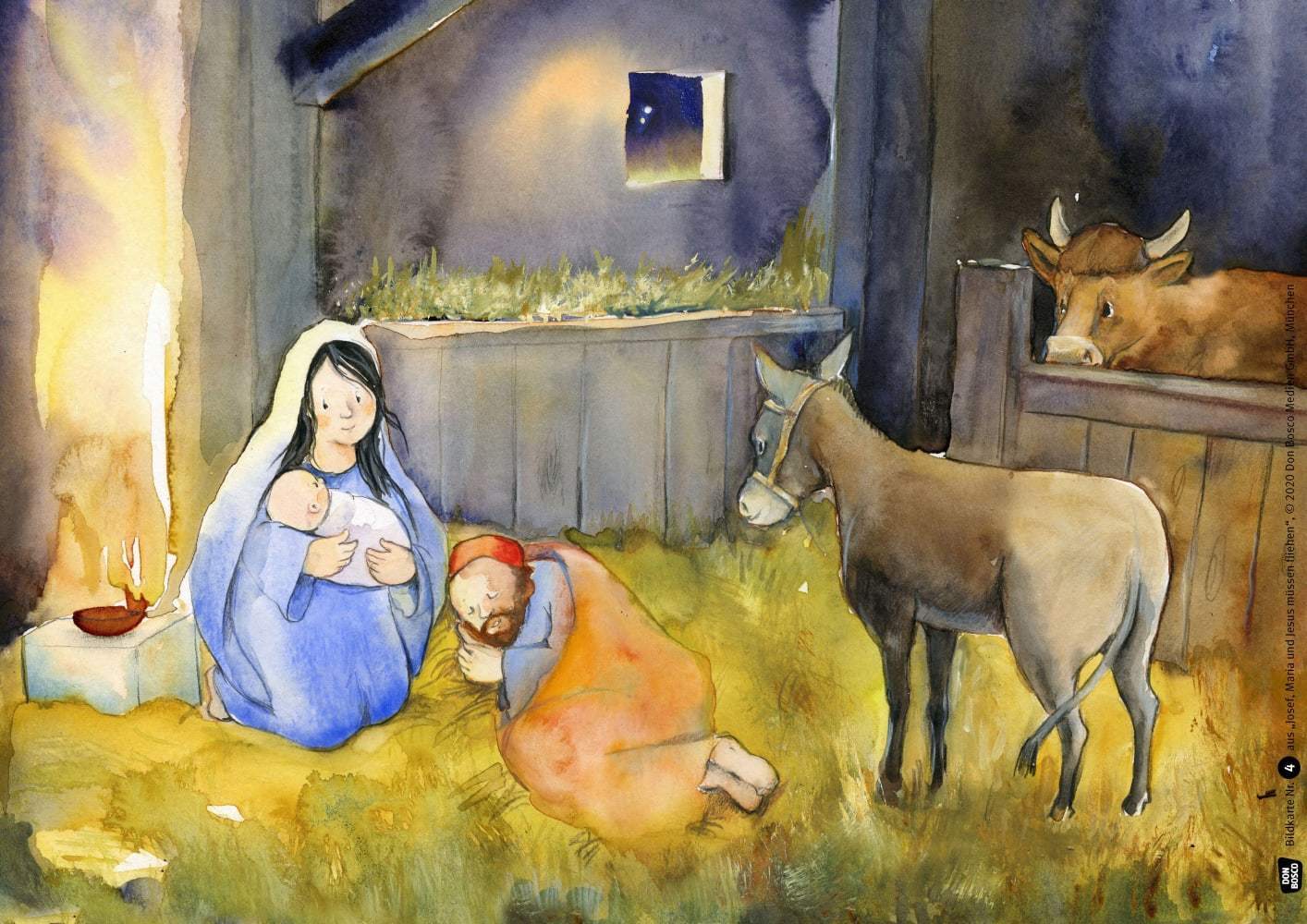 Josef, Maria und Jesus müssen fliehen. Kamishibai Bildkartenset