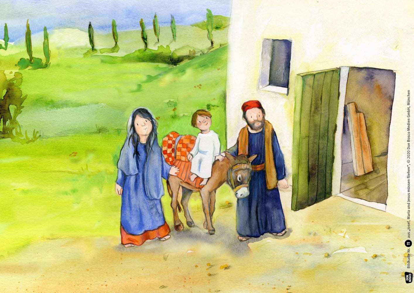 Josef, Maria und Jesus müssen fliehen. Kamishibai Bildkartenset