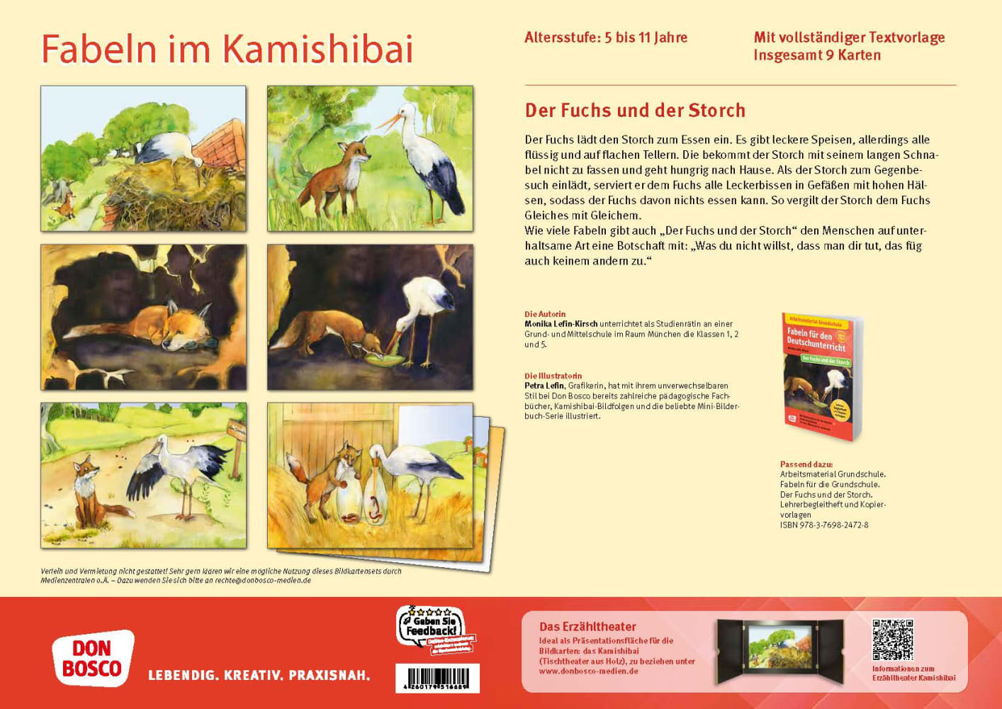 Der Fuchs und der Storch. Eine Fabel von Äsop. Kamishibai Bildkartenset.