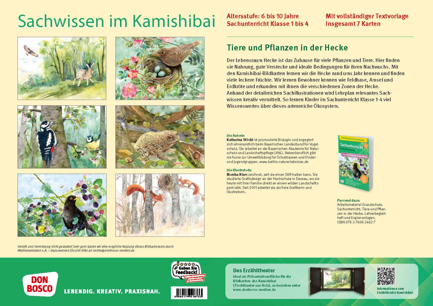 Tiere und Pflanzen in der Hecke. Kamishibai Bildkartenset