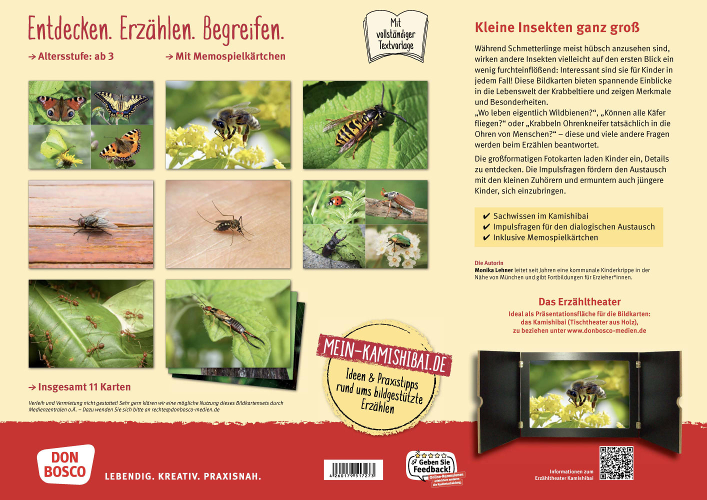 Ameise, Biene und Schmetterling. Unsere Insekten. Kamishibai Bildkarten und Memo-Spiel