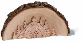 Weihnachtskrippe aus Rindenholz
