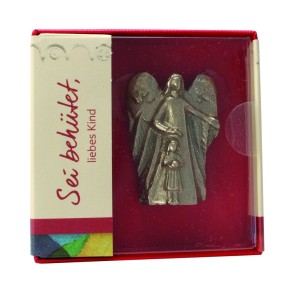 Sei behütet liebes Kind, Figur Schutzengel mit Mädchen, in Geschenkverpackung