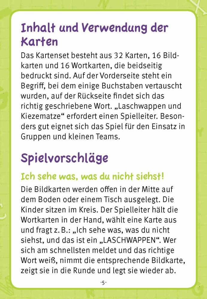 Laschwappen und Kiezematze. Vertauschte Buchstaben