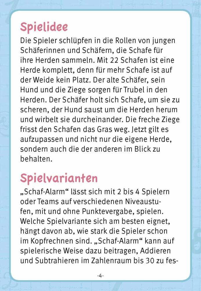 Schafalarm. Ein Denk- und Zahlenspiel