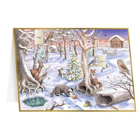 Adventskalenderkarte »Unsere Tiere im Winterwald«