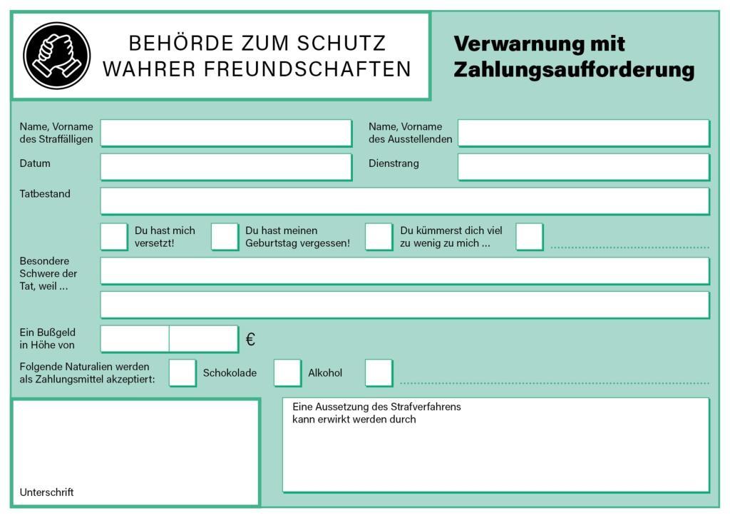 Denkzettel – das Knöllchen für deine Freunde