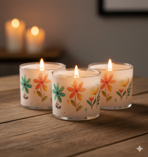 Windlicht aus Glas - Blumengrüße