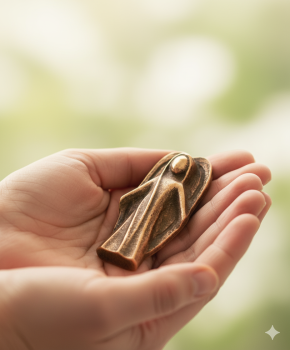 Kleiner Begleiter aus Bronze- Schutzengel aus Bronze