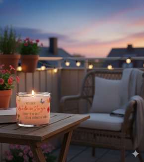 Windlicht aus Glas  - Lächeln im Herzen