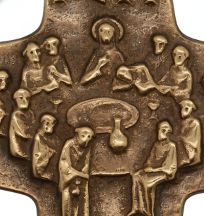 Kommunionkreuz - Bronzekreuz Abendmahl