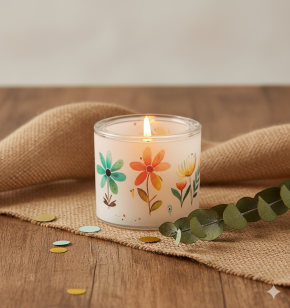 Windlicht aus Glas - Blumengrüße