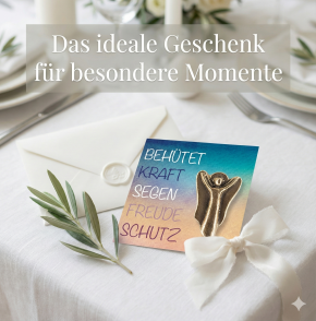 Engel-Plakette aus Bronze - Behütet, Kraft, Segen, Freude, Schutz