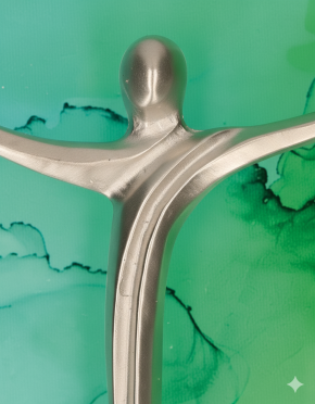 Glaskreuz mit Metallkorpus