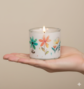 Windlicht aus Glas - Blumengrüße