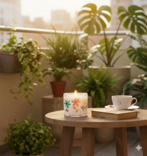 Windlicht aus Glas - Blumengrüße