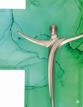 Glaskreuz mit Metallkorpus