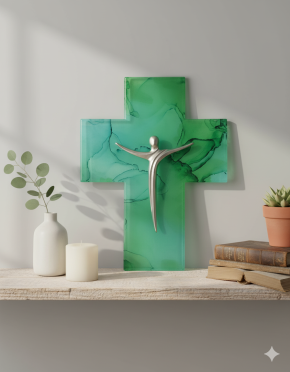 Glaskreuz mit Metallkorpus