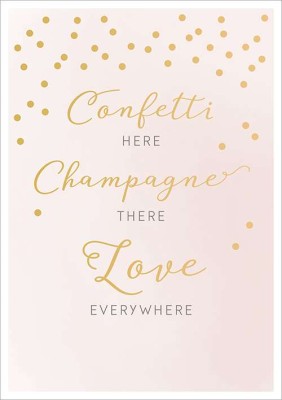 Doppelkarte zur Hochzeit "Confetti here, champagner there, love everywhere"