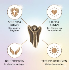Engel-Plakette aus Bronze - Behütet, Kraft, Segen, Freude, Schutz