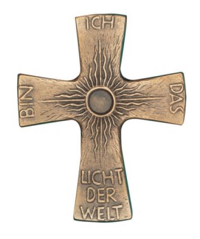 Kreuz Sonne mit Text Ich bin das Licht der Welt