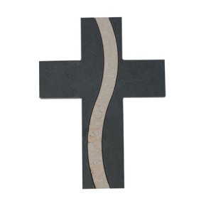 Schmuckkreuz Schiefer mit Einlage aus Jura-Marmor